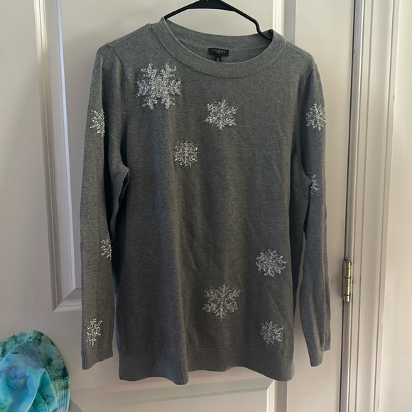TALBOTS Cashmere blend snowflake Sweater sz L P - Picture 1 of 6